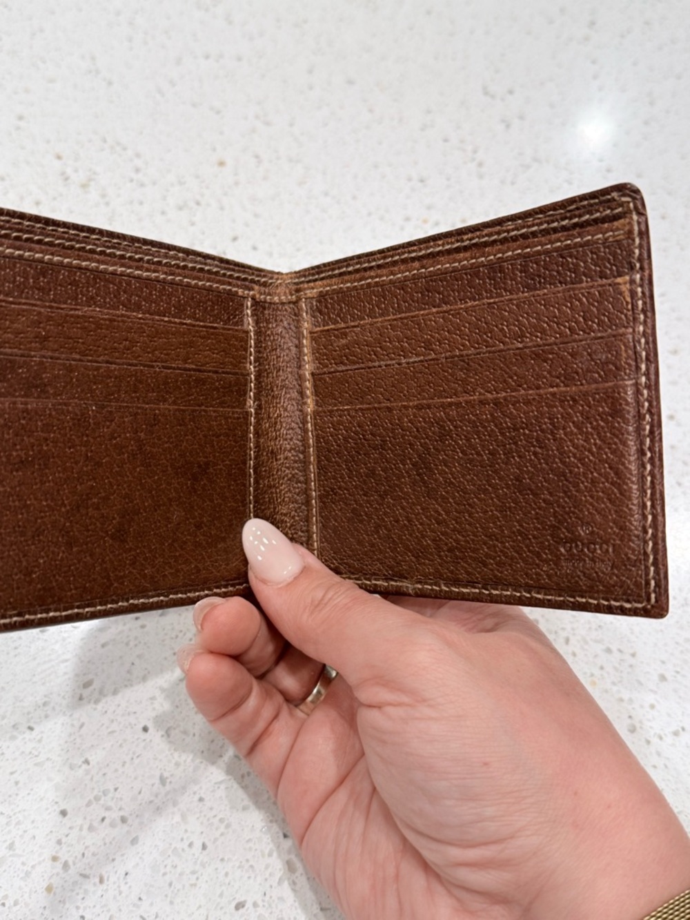 Gucci Brown Leather Card Holder Bi-Fold Wallet